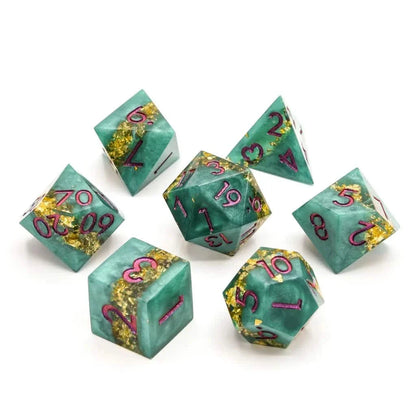 Jaded Turquoise | Sharp Edge Dice | Resin | 7 Piece Set