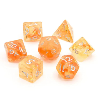 Sunset Enigma | Soft Edge Dice | Resin | 7 Piece Set