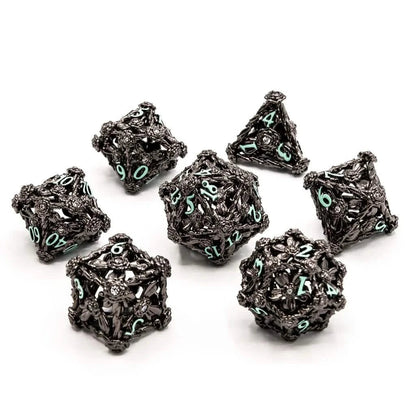 Nightbloom | Hollow Metal Dice | 7 Piece Set