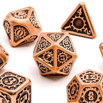 Aether Gear Gambit | Solid Metal Dice | 7 Piece Set