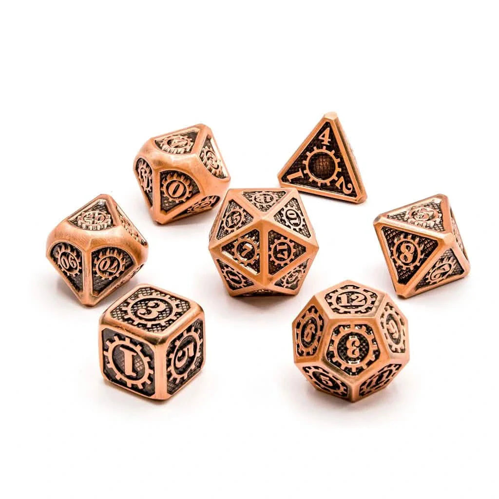 Aether Gear Gambit | Solid Metal Dice | 7 Piece Set