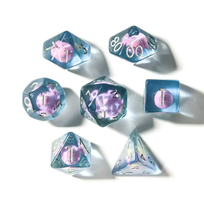 Pink Mushies | Soft Edge Dice | Resin | 7 Piece Set