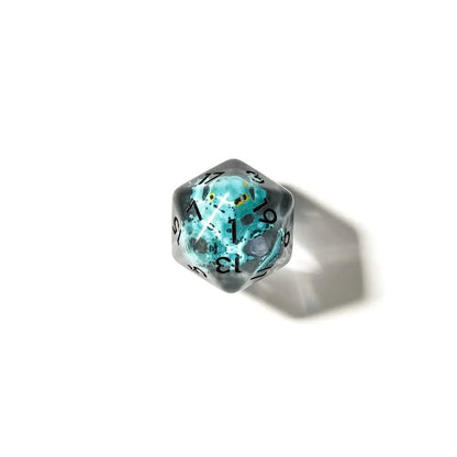 Blue Frogs | Soft Edge Dice | Resin | 7 Piece Set