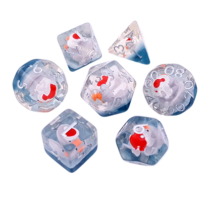 Santa Ducks | Resin Inclusion Dice | 7 Piece Set