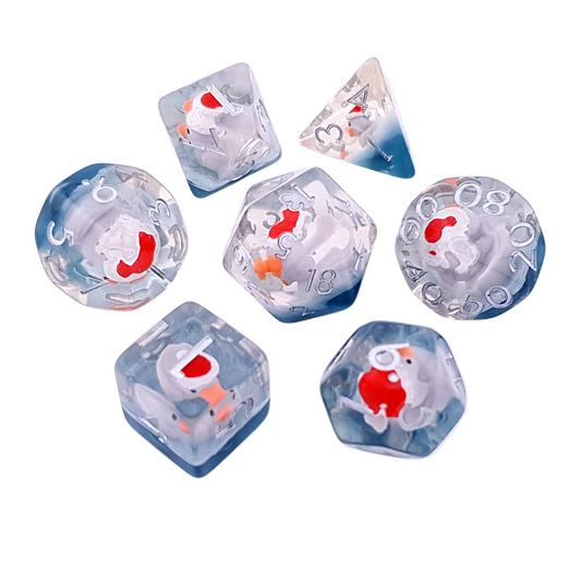 Santa Ducks | Resin Inclusion Dice | 7 Piece Set