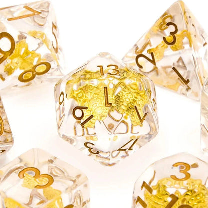 Gold Butterfly | Soft Edge Dice | Resin | 7 Piece Set