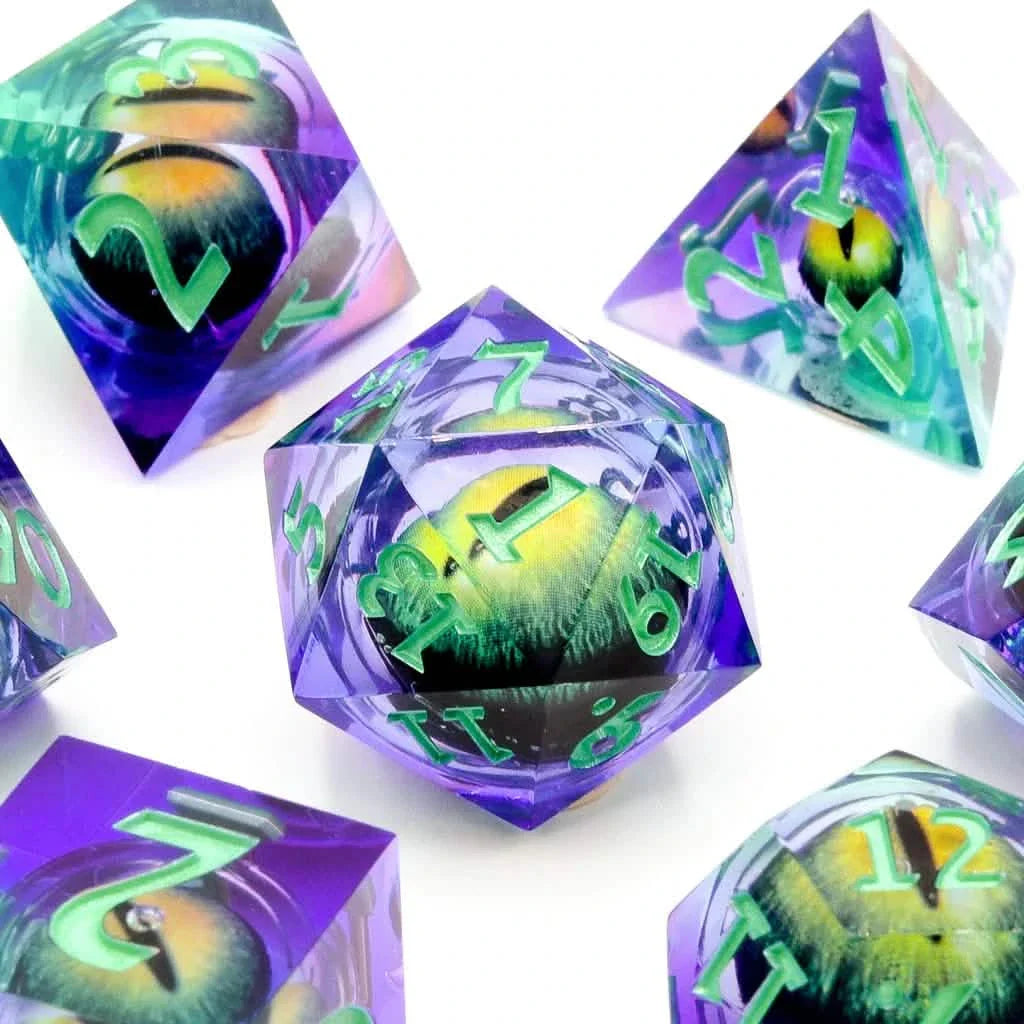 Eye of Vengeance | Liquid Core Dice | Resin | 7 Piece Set