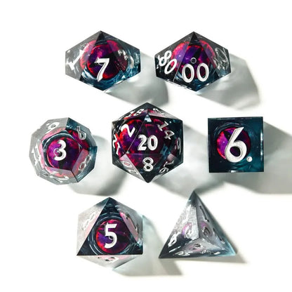 Eye of Anger | Liquid Core Dice | Resin | 7 Piece Set