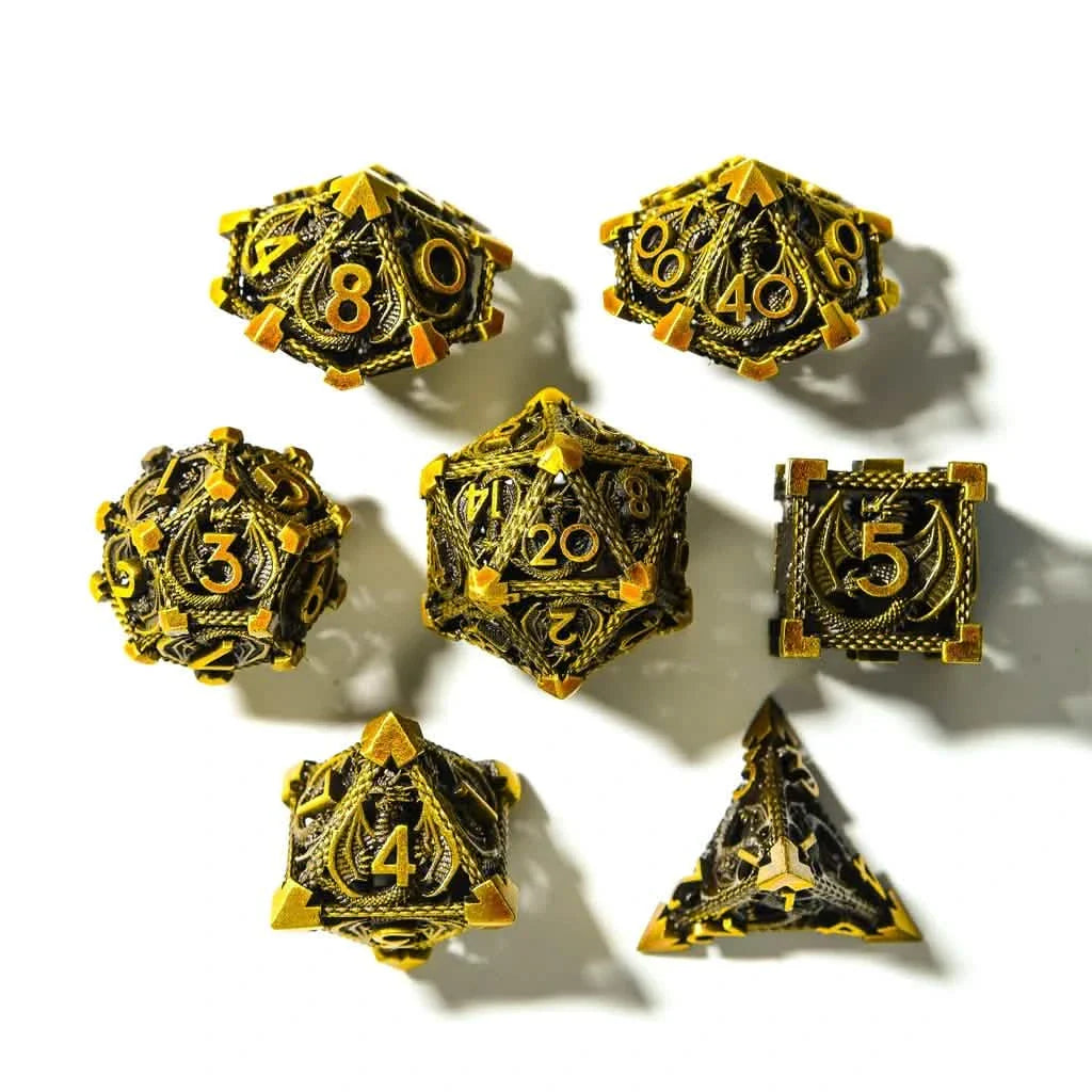 Draconic Prisoner | Hollow Metal Dice | 7 Piece Set