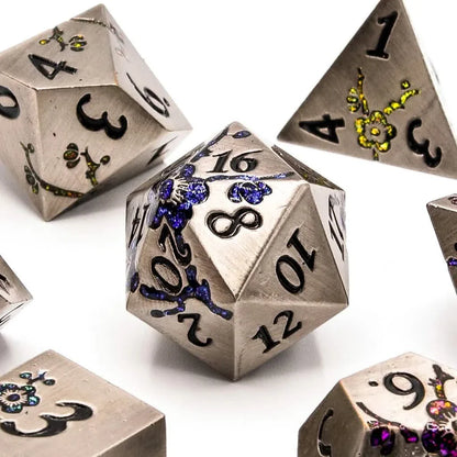 Iron Blossom | Solid Metal Dice | 7 Piece Set