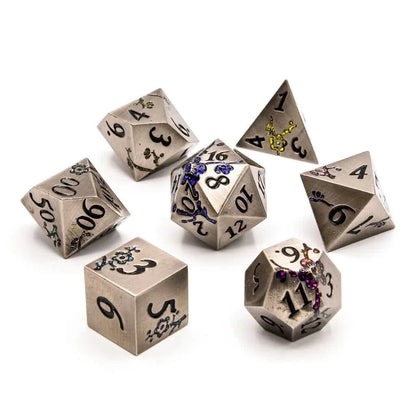 Iron Blossom | Solid Metal Dice | 7 Piece Set
