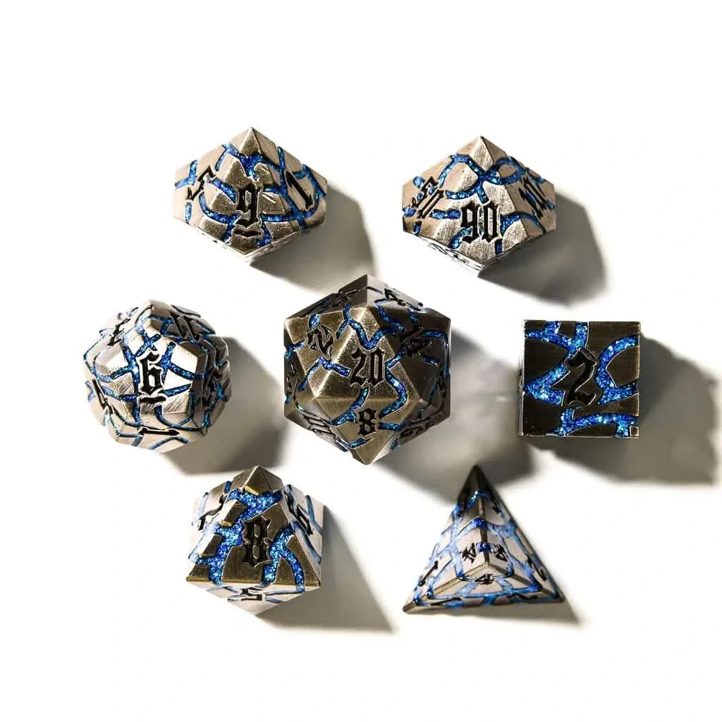 Frostmourne Steel | Solid Metal Dice | 7 Piece Set