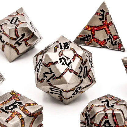 Infernal Steel | Solid Metal Dice | 7 Piece Set