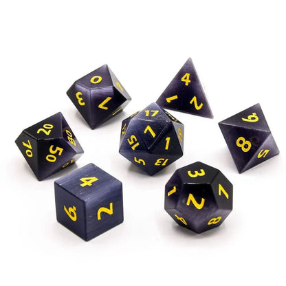 Purple Cats Eye | Gemstone Dice | 7 Piece Set