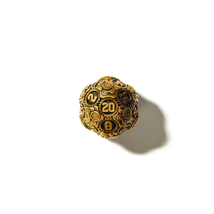 Gilded Machinations | Solid Metal Dice | 7 Piece Set