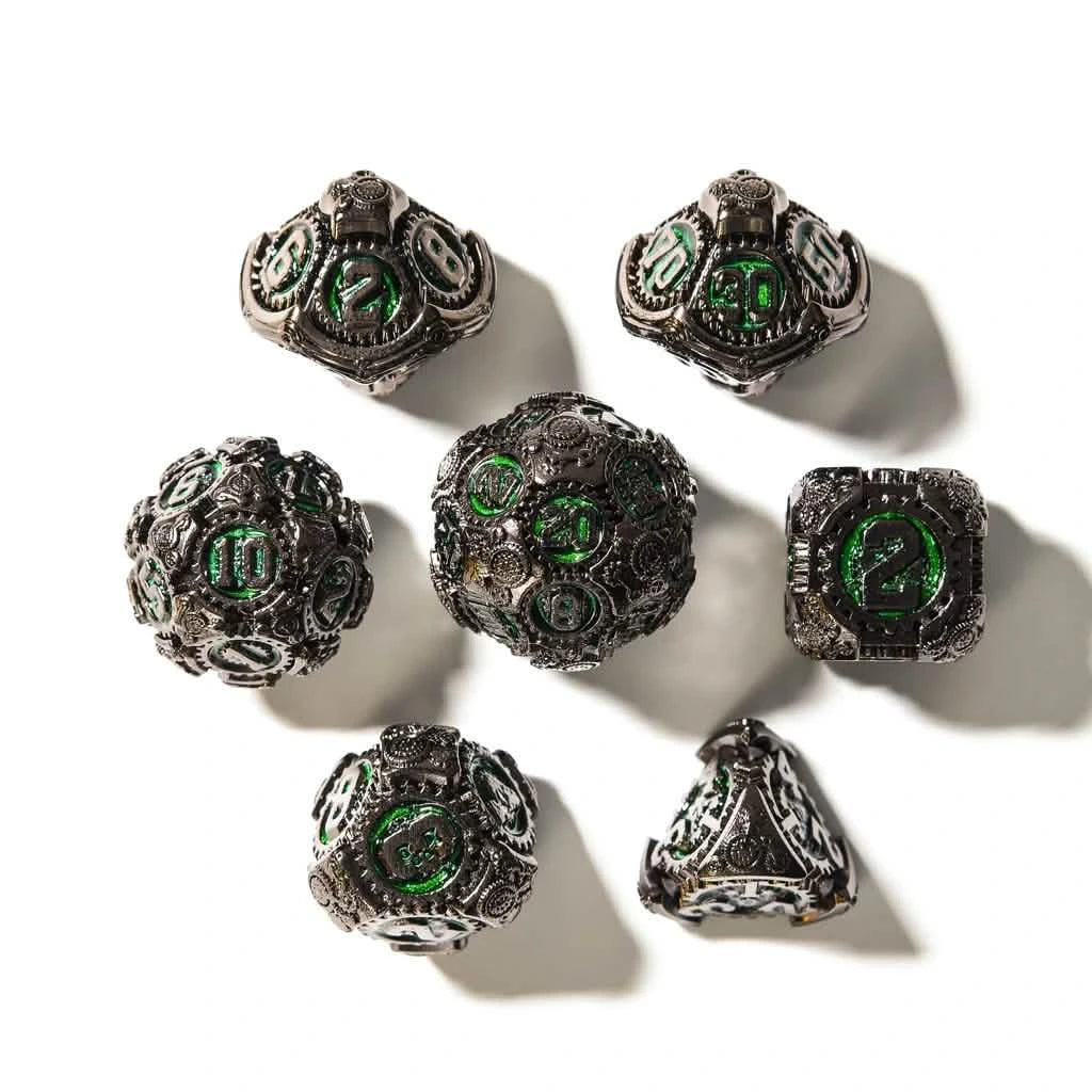 Nocturnal Contraptions | Solid Metal Dice | 7 Piece Set