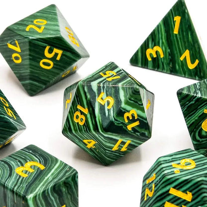 Malachite | Gemstone Dice | 7 Piece Set