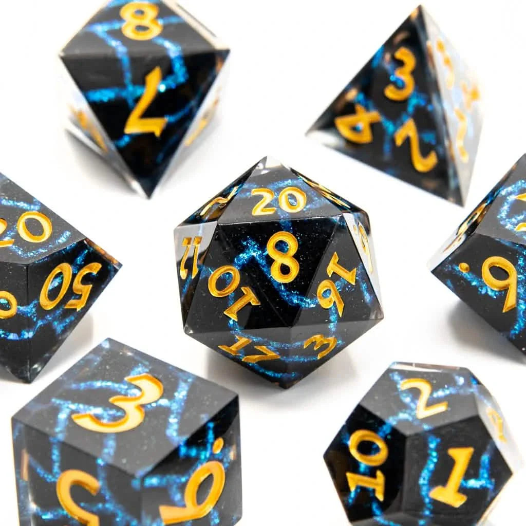 Cosmic Fracture | Sharp Edge Dice | Resin | 7 Piece Set