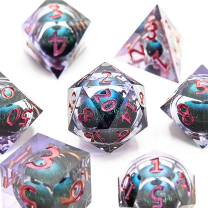 Eye of Enchantment | Liquid Core Dice | Resin | 7 Piece Set