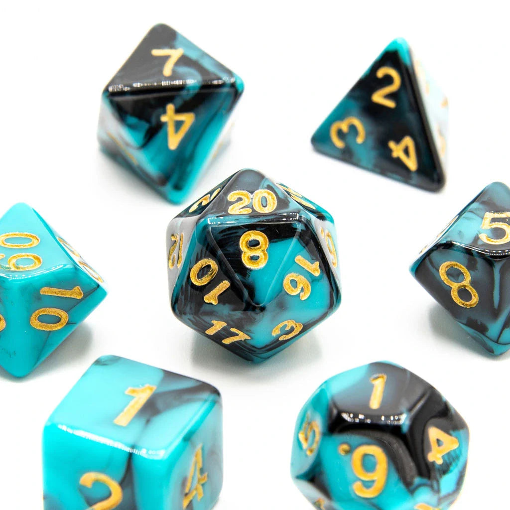 Shadowed Abyss - Acrylic DND Dice Set - 7 Piece Polyhedral