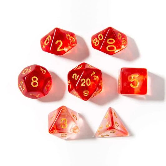 Phoenix Flame | Soft Edge Dice | Acrylic | 7 Piece Set