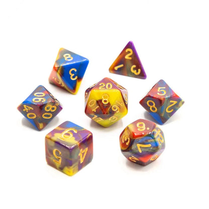 Rainbow Vortex - Acrylic DND Dice Set - 7 Piece Polyhedral