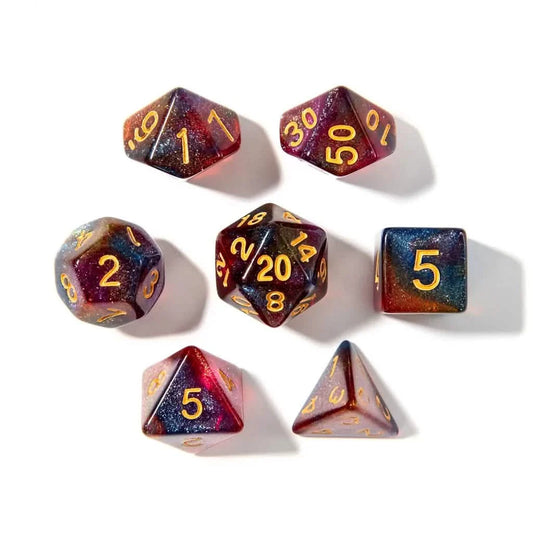 Starlight Reverie | Soft Edge Dice | Acrylic | 7 Piece Set
