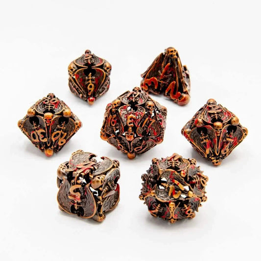 Necromancer's Gambit | Hollow Metal Dice | 7 Piece Set
