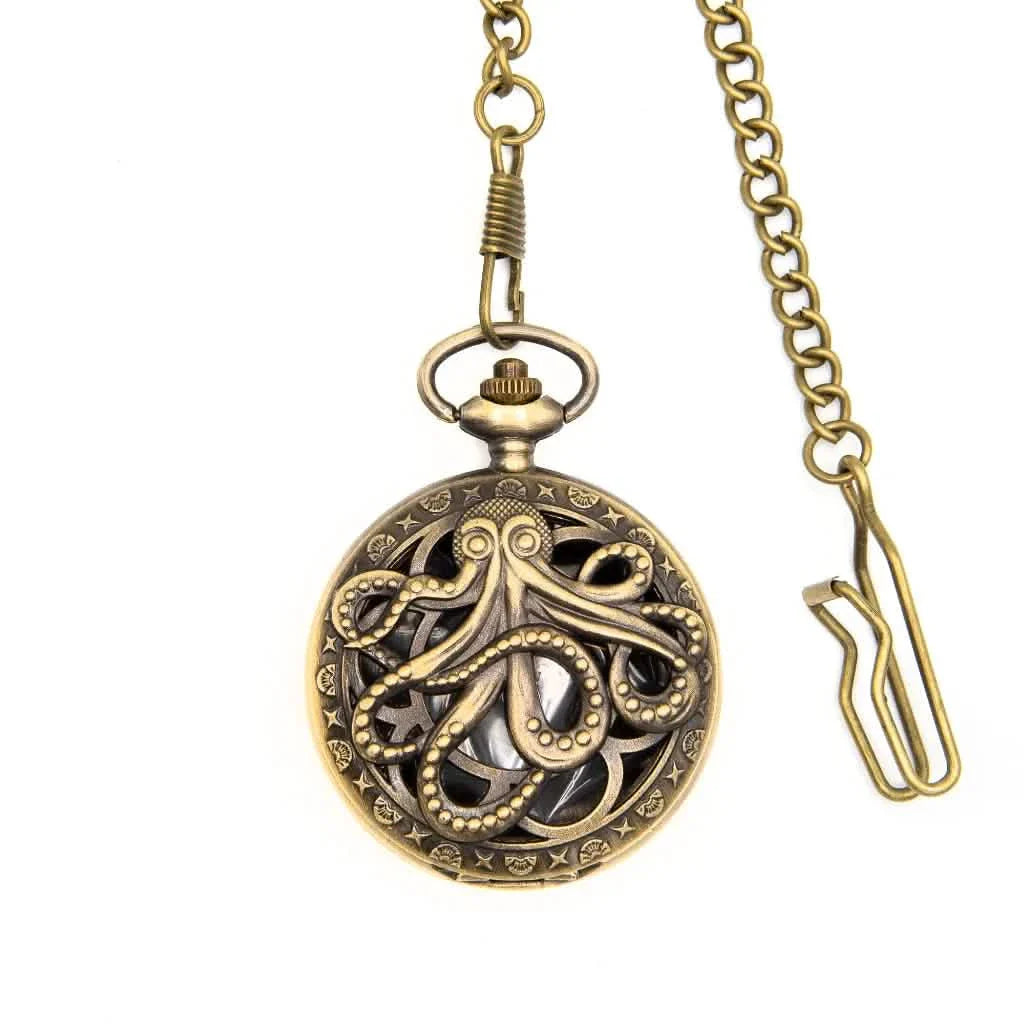 Kraken's Keepsake | Pocket Watch Dice Case | Mini Dice | Ancient Gold