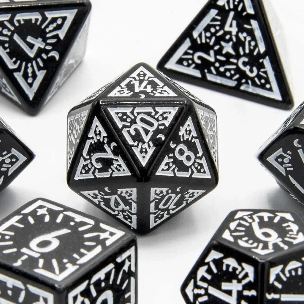 Lunar Ray | Soft Edge Dice | Acrylic | 7 Piece Set