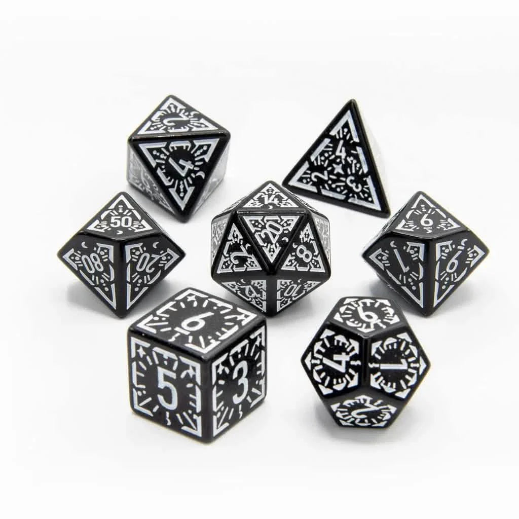 Lunar Ray | Soft Edge Dice | Acrylic | 7 Piece Set