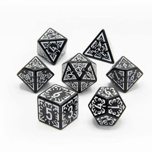 Lunar Ray | Soft Edge Dice | Acrylic | 7 Piece Set