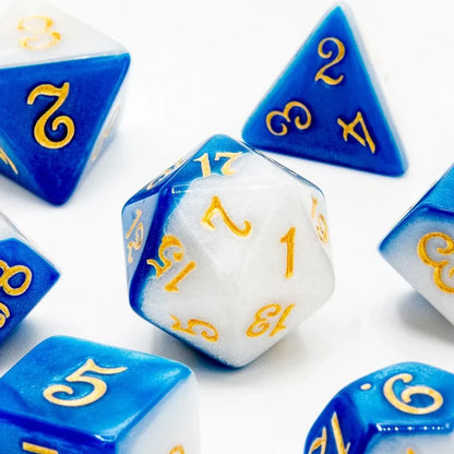 Frosted Azure - Acrylic DND Dice Set - 7 Piece Polyhedral
