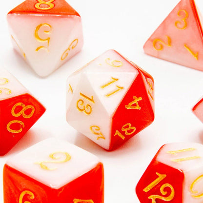 Scarlet Frost - Acrylic DND Dice Set - 7 Piece Polyhedral