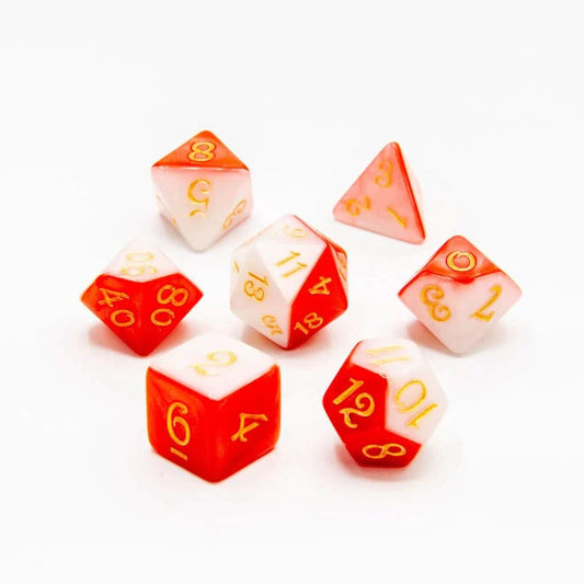 Scarlet Frost - Acrylic DND Dice Set - 7 Piece Polyhedral