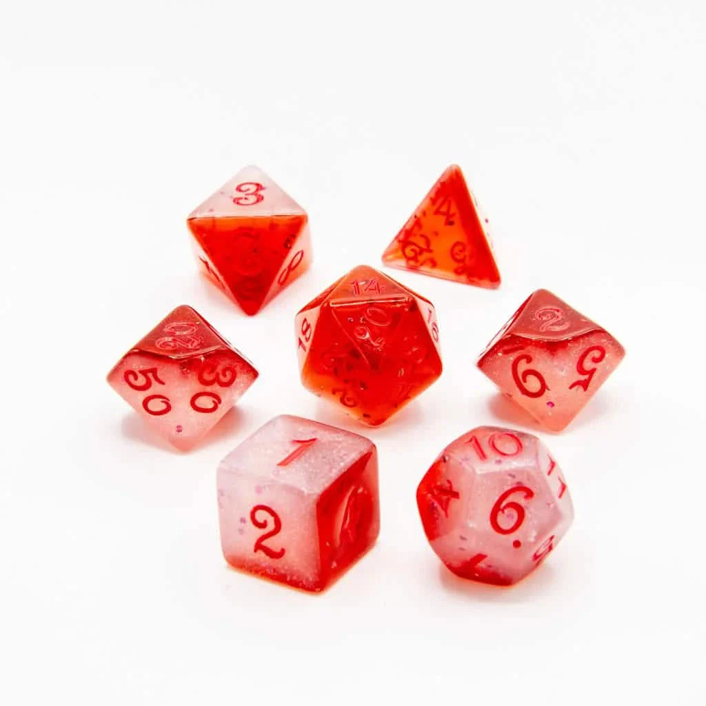 Blood Crystal | Soft Edge Dice | Acrylic | 7 Piece Set