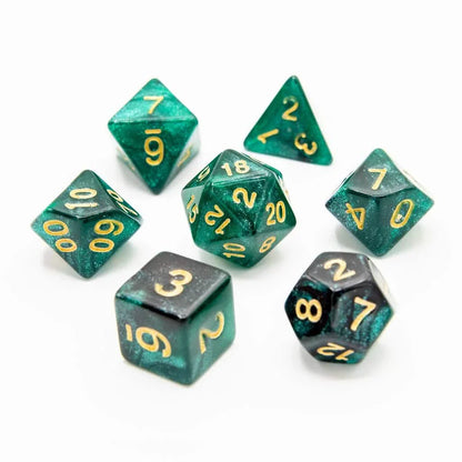Emerald Night | Soft Edge Dice | Acrylic | 7 Piece Set