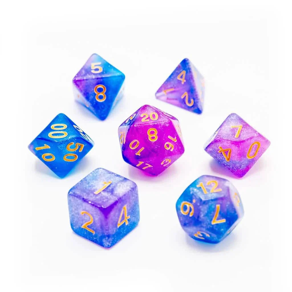 Starlit Ocean | Soft Edge Dice | Acrylic | 7 Piece Set