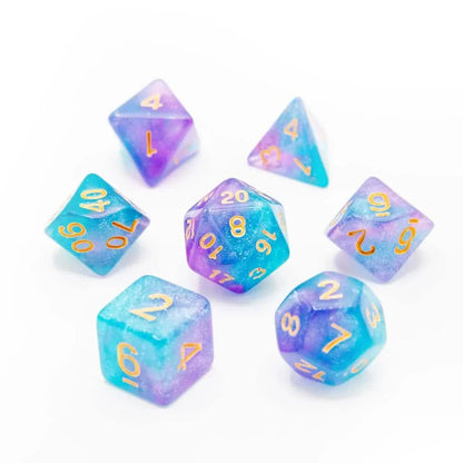 Icy Teal Twist | Soft Edge Dice | Acrylic | 7 Piece Set