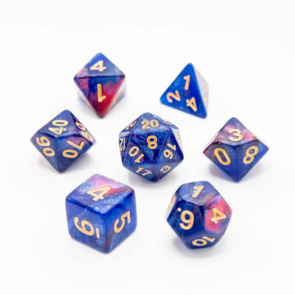Berry Cosmos | Soft Edge Dice | Acrylic | 7 Piece Set