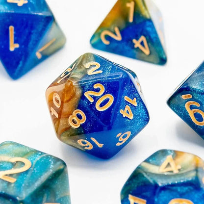 Blueberry Mango Spark | Soft Edge Dice | Acrylic | 7 Piece Set