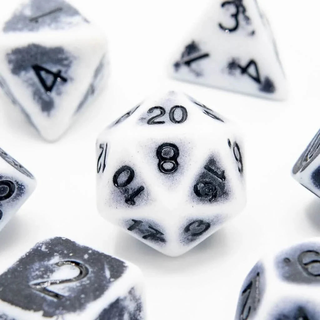 Faded Glory Grey | Soft Edge Dice | Acrylic | 7 Piece Set