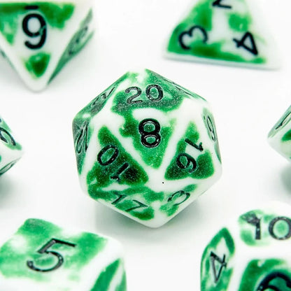 Faded Glory Green - Acrylic DND Dice Set - 7 Piece Polyhedral
