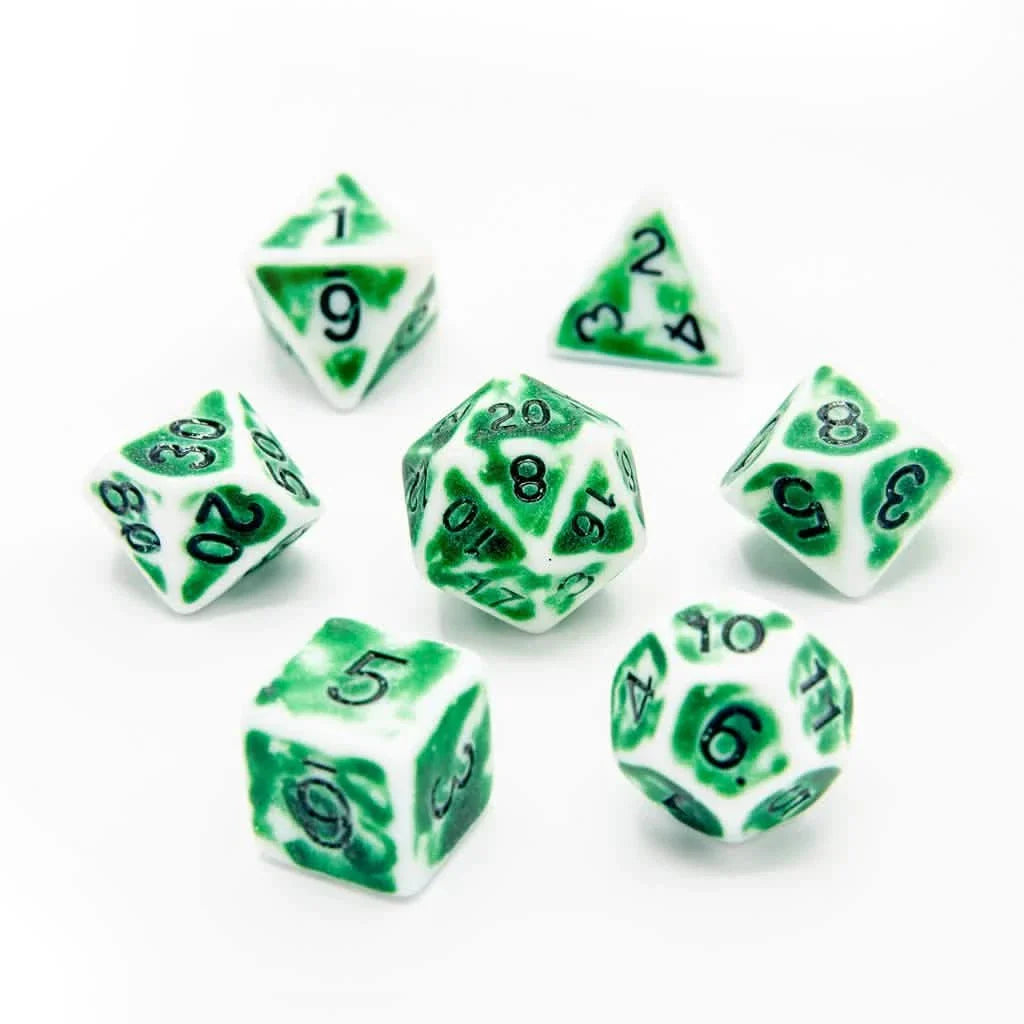 Faded Glory Green | Soft Edge Dice | Acrylic | 7 Piece Set