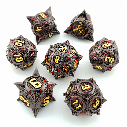 Mace of Malice | Hollow Metal Dice | 7 Piece Set
