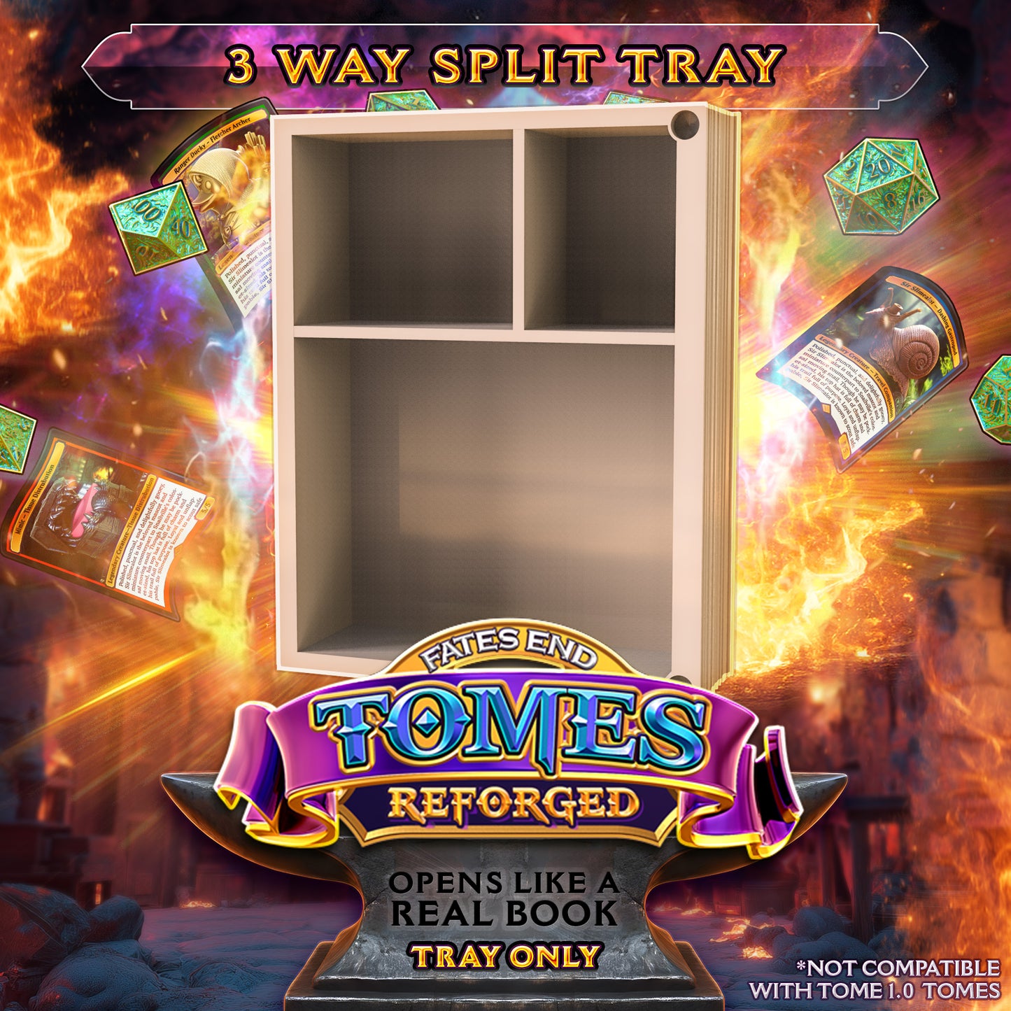 Reforged Openable Tome Storage & Dice Tower - Perfect for Card Games / Dungeons and Dragons etc