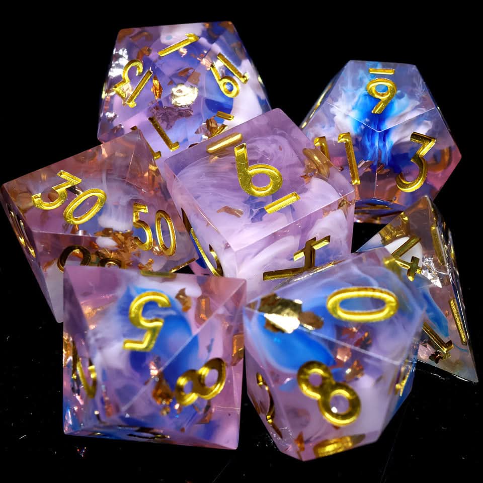 Unicorn Cream | Sharp Edge Dice | 7 Piece Set