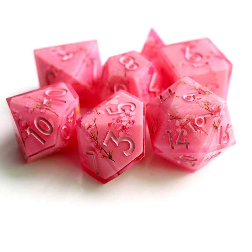 Candied Blossom | Sharp Edge Dice | Resin | 7 Piece Set