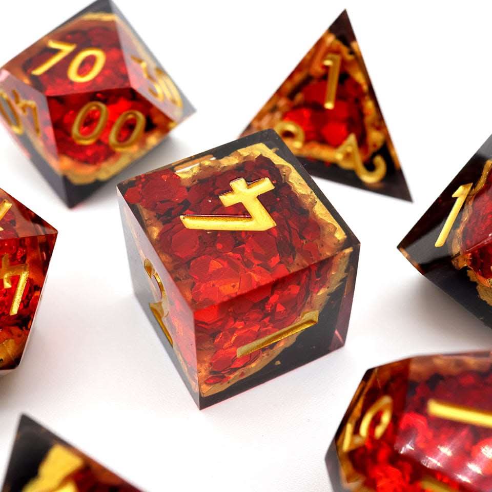 Crimson Abyss | Geode Dice | 7 Piece Set