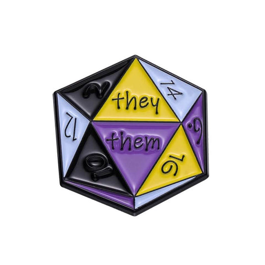 D20 They Them Pin Badge